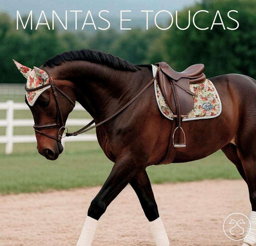 Cavalo em posição de coreografia usando coleção Heritage da Issima Equestre